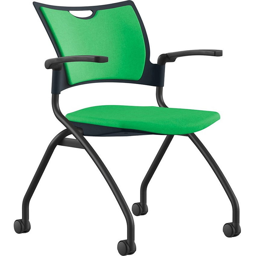 9 to 5 Seating Bella Fixed Arms Mobile Nesting Chair Latte Seat Color - Thermoplastic Seat Material - Latte Back Color - Thermoplastic Back Material - Powder Coated, Silver Frame Color - Four-legged Base - 1 Each (1320A12SFP19)