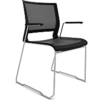 9 to 5 Seating Kip Stack Chair Black Seat Color - Chrome Frame Color - Sled Base - 1 Each (1081GTCFP01)