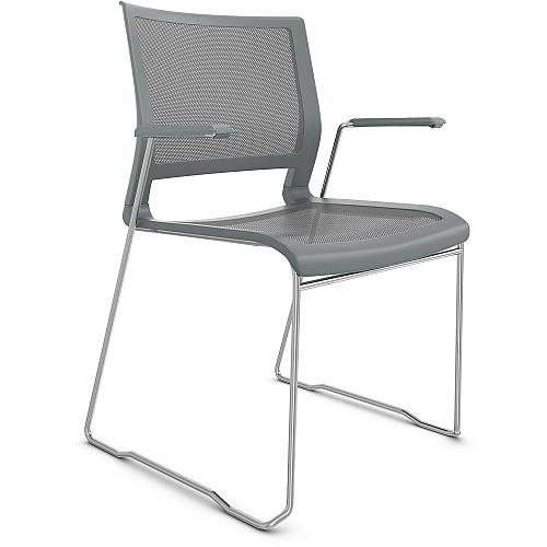9 to 5 Seating Kip Stack Chair Gray Seat Color - Chrome Frame Color - Sled Base - 1 Each (1081GTCFP14)