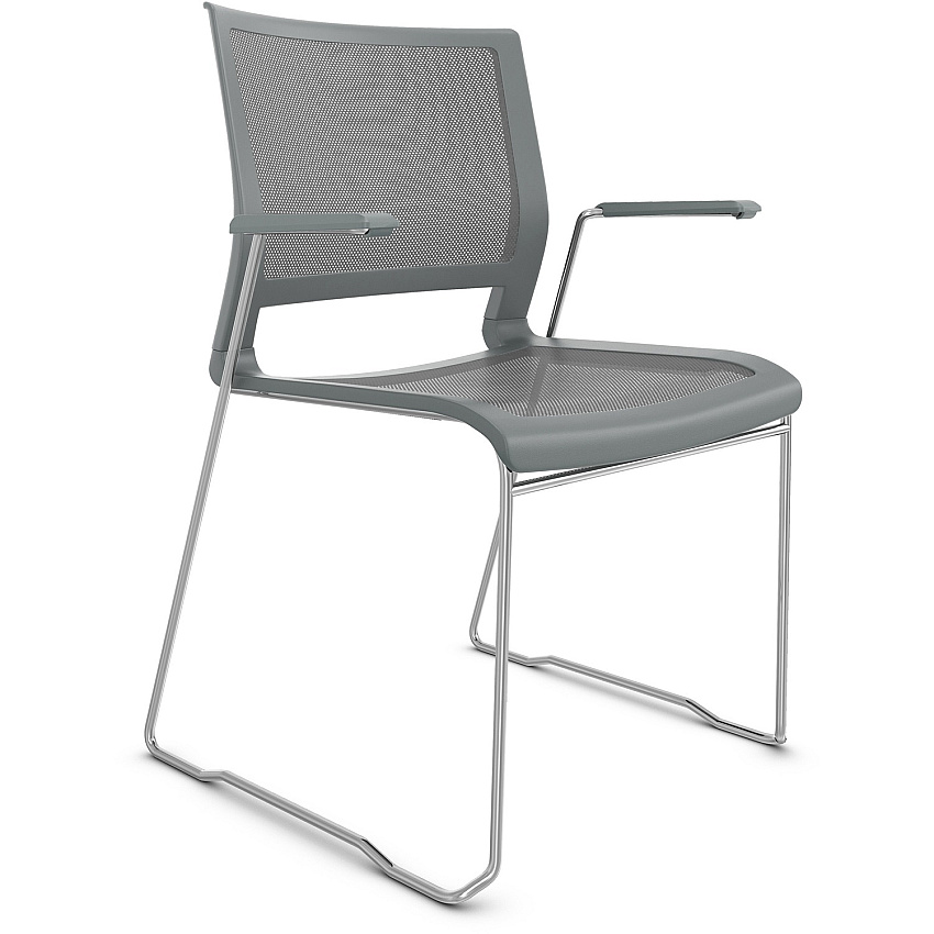 9 to 5 Seating Kip Stack Chair Gray Seat Color - Chrome Frame Color - Sled Base - 1 Each (1081GTCFP14)