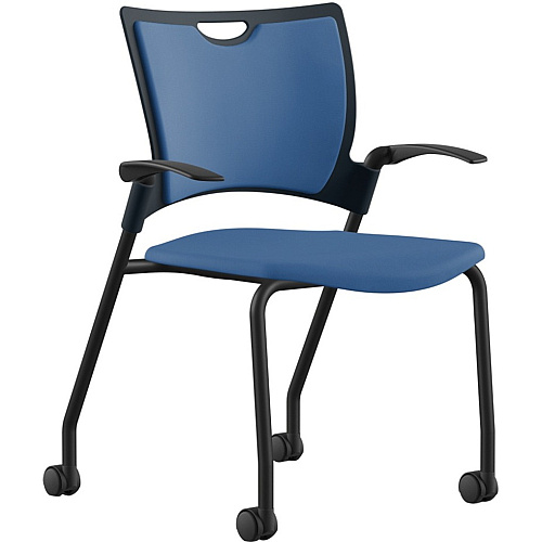 9 to 5 Seating Bella Fabric Seat Mobile Stack Chair Cloud Seat Color - Fabric, Foam Seat Material - Cloud Back Color - Fabric, Foam Back Material - Black, Powder Coated Frame Color - Four-legged Base - 1 Each (1315A12BFCD)