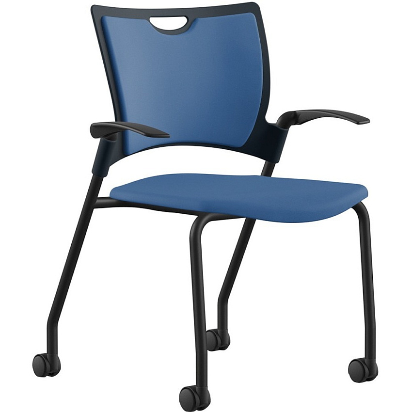 9 to 5 Seating Bella Fabric Seat Mobile Stack Chair Cloud Seat Color - Fabric, Foam Seat Material - Cloud Back Color - Fabric, Foam Back Material - Silver, Powder Coated Frame Color - Four-legged Base - 1 Each (1315A12SFCD)