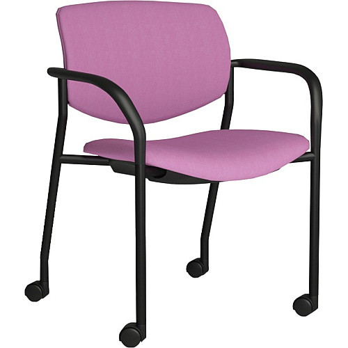 9 to 5 Seating Shuttle Mobile Stack Chair Latte Seat Color - Plastic Seat Material - Latte Back Color - Plastic Back Material - Silver Frame Color - Four-legged Base - 1 Each (1215A18SFP19)