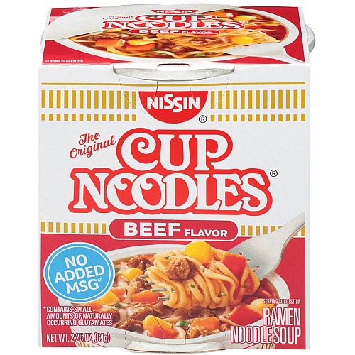 NISSIN FOODS Top Ramen Beef Flavor Cup Noodles Noodles - Beef - 2.25 oz - 12 / Carton (23001)
