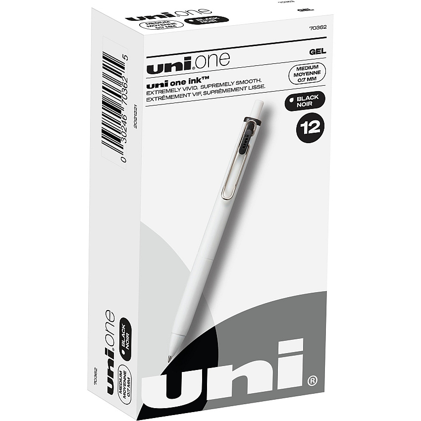 uni-ball uni&reg; ONE Gel Pen 0.7 mm Medium Pen Point - Black Ink - Gel-based - 1 Dozen (70362)