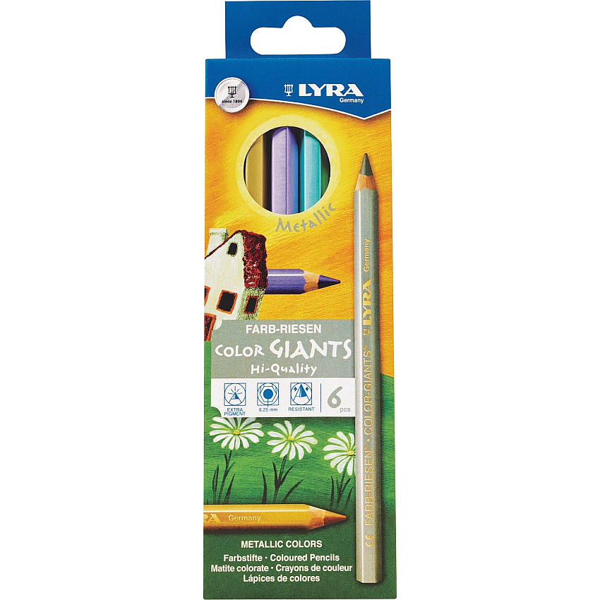 Lyra Color Giant Pencils 6.3 mm Assorted Metallic Lead - 6 / Pack (L3941062)
