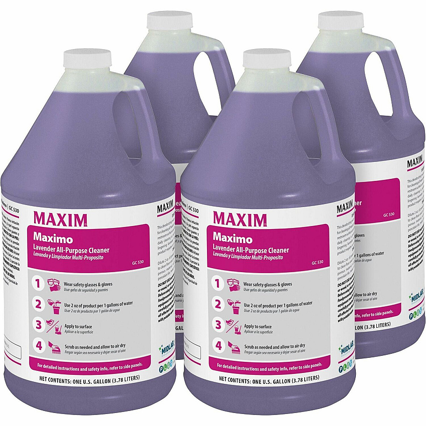 Maxim Lavender All-Purpose Cleaner Concentrate - 128 fl oz (4 quart) - Lavender Scent - 4 / Carton - Deodorize, Film-free, Rinse-free - Purple (05300041)