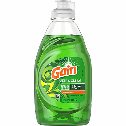 Gain Ultra Original Scent Dishwashing Liquid 8 fl oz (0.3 quart) - Clean Scent - Green - 12 / Carton (98110)