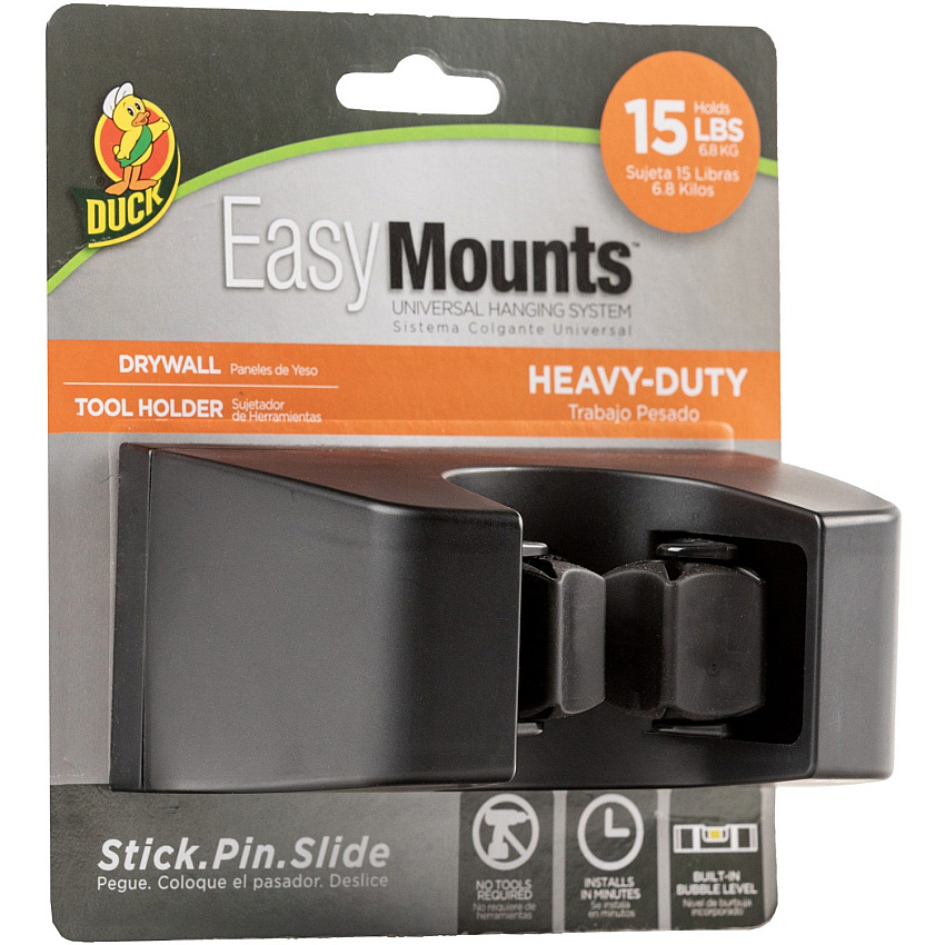 Duck Brand EasyMounts Heavy-Duty Tool Holder Fiberglass - Black - 1 Each (287215)