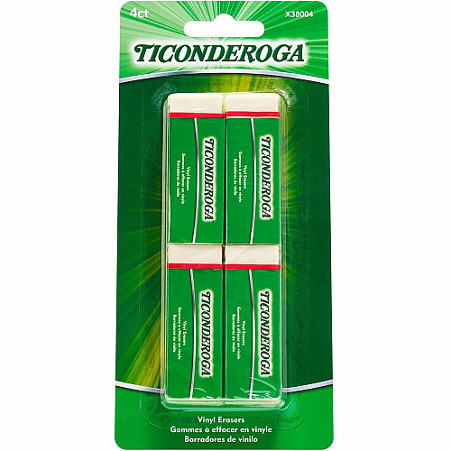 Ticonderoga White Erasers White - Block - Vinyl - 4 / Pack - Soft, Latex-free, Smudge-free, Residue-free, Non-tearing, Non-toxic, Easy Grip (X38004)