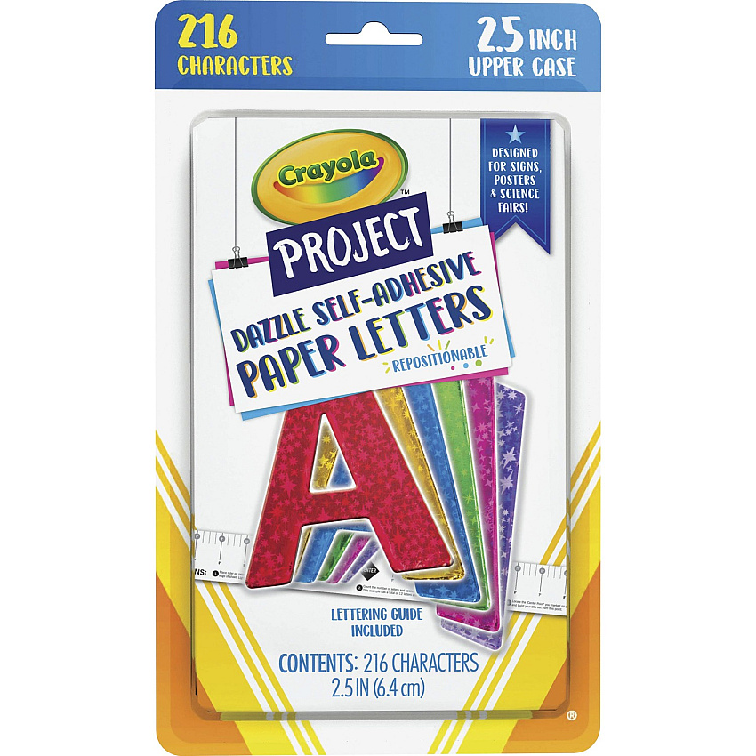 Crayola Self-adhesive Paper Letters Self-adhesive - 2.50" Height - Assorted - Paper - 216 / Pack (P1649CRA)