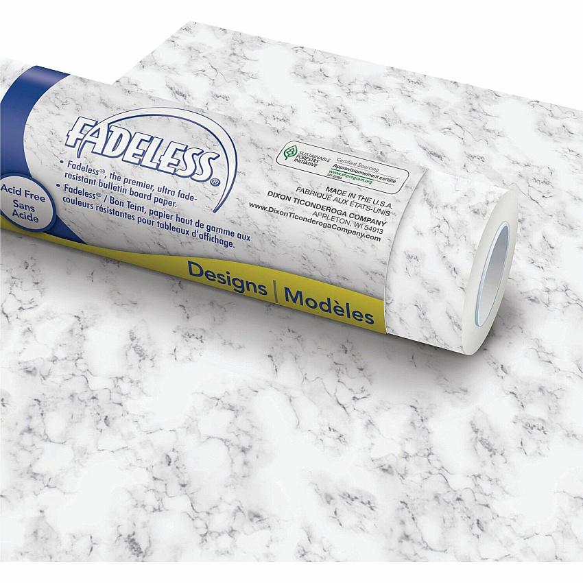 Fadeless Bulletin Board Paper Rolls Art Project, Craft Project, School, Home, Office Project - 48" Width x 50 ft Length - 50 lb Basis Weight - White - 1 Roll (P57115)