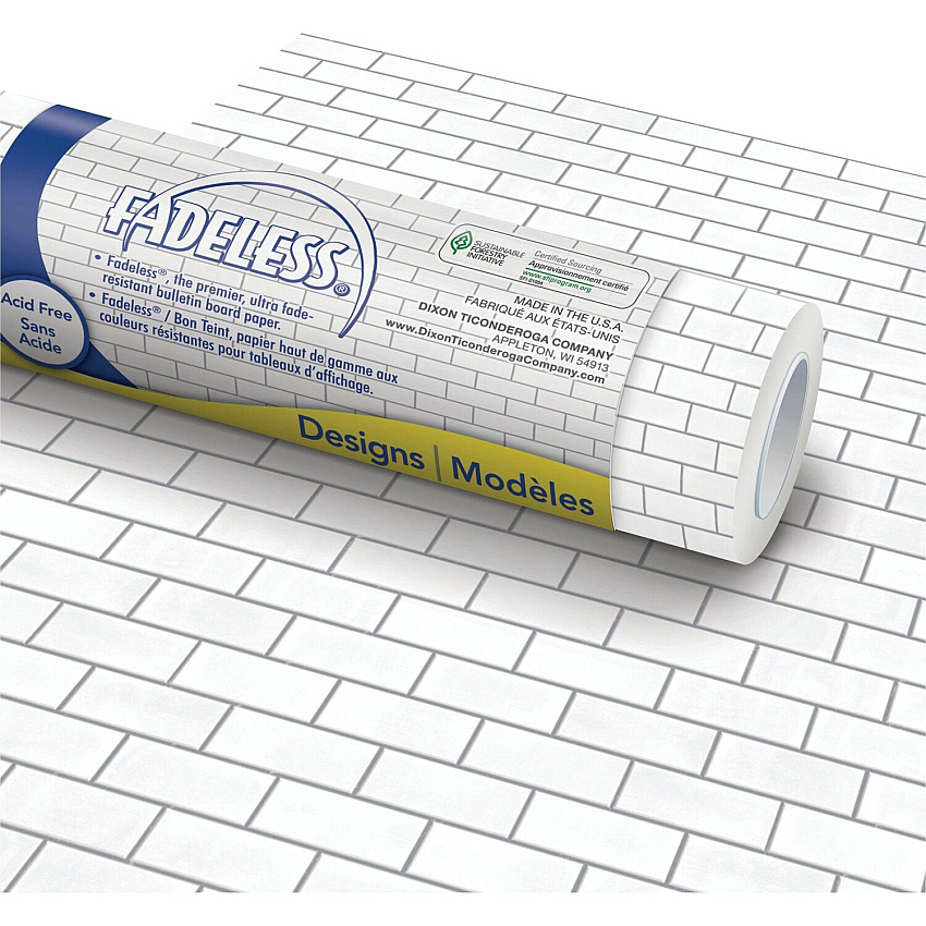 Fadeless Bulletin Board Paper Rolls Art Project, Craft Project, School, Home, Office Project - 48" Width x 50 ft Length - 50 lb Basis Weight - White - 1 Each (P57505)
