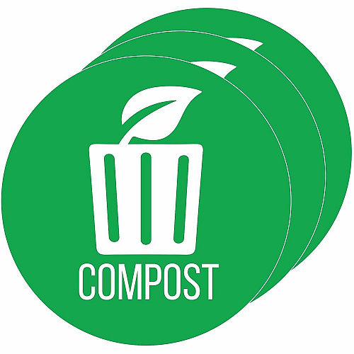 HLS Commercial Refuse Bin Icon Sticker Waterproof - Compost - 1/10" Height x 4" Width x 4" Length x 4" Diameter - Removable Adhesive - Circle - Glossy - Green - Vinyl - Laminated - 3 / Carton (HLSKERCCOMP3)