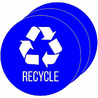 HLS Commercial Refuse Bin Icon Sticker Waterproof - Compost - 1/10" Height x 4" Width x 4" Length x 4" Diameter - Removable Adhesive - Circle - Glossy - Blue - Vinyl - Laminated - 3 / Carton (HLSKERCYCLE3)
