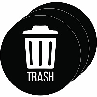 HLS Commercial Refuse Bin Icon Sticker Waterproof - Compost - 1/10" Height x 4" Width x 4" Length x 4" Diameter - Removable Adhesive - Circle - Black - Vinyl - Laminated - 3 / Carton (HLSKERTRASH3)