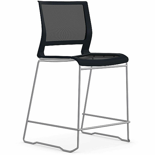 9 to 5 Seating Kip Stack Stool Black Swan Seat Color - Plastic Seat Material - Black Swan Back Color - Plastic Back Material - Chrome Frame Color - Sled Base - 1 Each (1080S24CFP01)