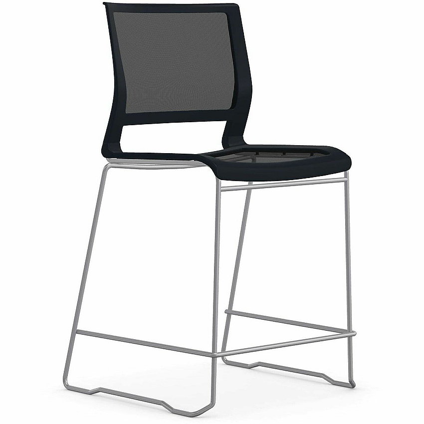 9 to 5 Seating Kip Stack Stool Black Swan Seat Color - Plastic Seat Material - Black Swan Back Color - Plastic Back Material - Chrome Frame Color - Sled Base - 1 Each (1080S24CFP01)