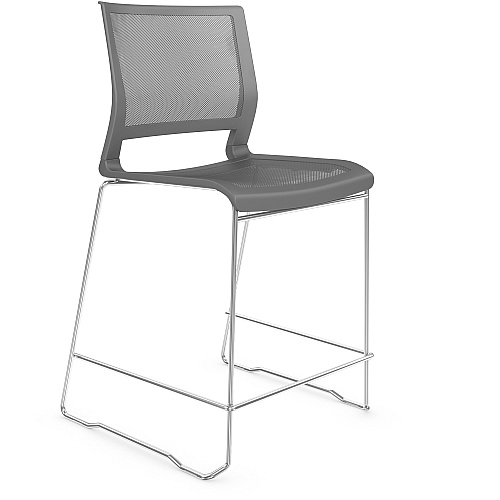9 to 5 Seating Kip Stack Stool Dove Gray Seat Color - Plastic Seat Material - Dove Gray Back Color - Plastic Back Material - Chrome Frame Color - Sled Base - 1 Each (1080S24CFP14)
