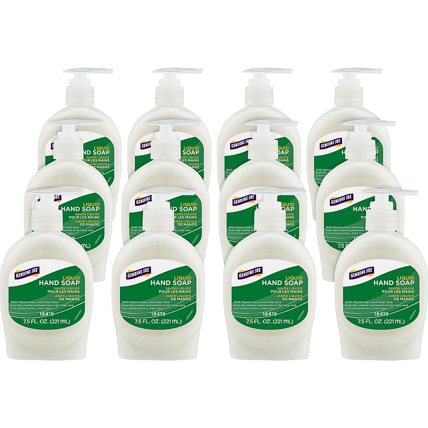 Genuine Joe Lotion Soap 7.5 fl oz (221.8 mL) - Pump Bottle Dispenser - Hand, Skin - White - Anti-irritant - 12 / Carton (GJO18419CT)