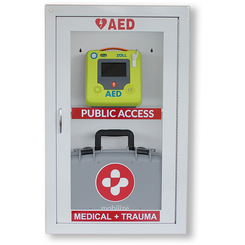 ZOLL Medical AED Combo Wall Cabinet with Alarm 22.5" Width x 8" Depth x 36" Height - Damage Resistant, See-through Window - Gray - Steel - 1 Each (891100048001)