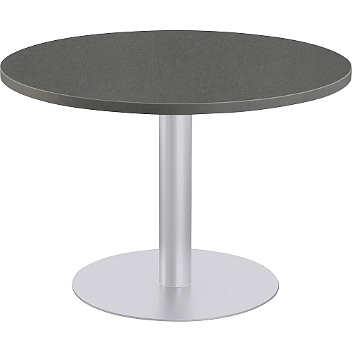 SpecialT Special-T Sienna Cafe Table Gray Round Top - Powder Coated, Metallic Silver Base - 1.25" Table Top Thickness x 42" Table Top Diameter - 29" Height - Assembly Required - High Pressure Laminate (HPL), Particleboard Top Material - 1 Each (SIEN42SM)