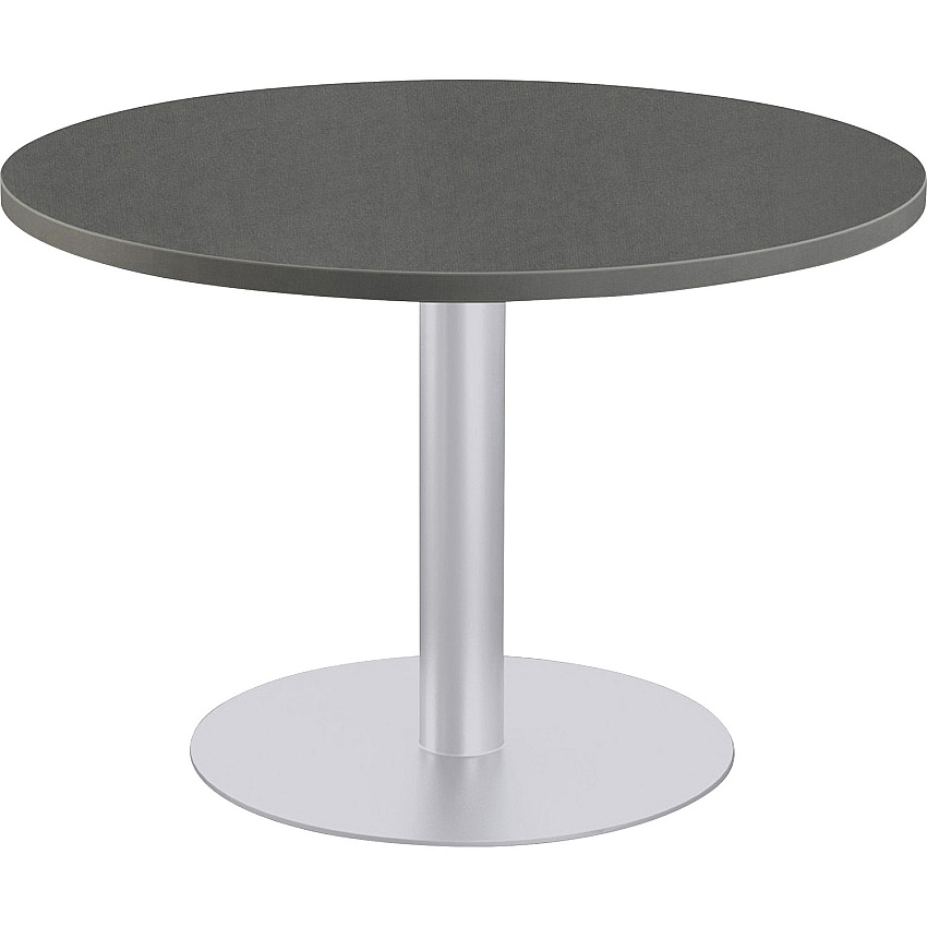 SpecialT Special-T Sienna Cafe Table Gray Round Top - Powder Coated, Metallic Silver Base - 1.25" Table Top Thickness x 42" Table Top Diameter - 29" Height - Assembly Required - High Pressure Laminate (HPL), Particleboard Top Material - 1 Each (SIEN42SM)