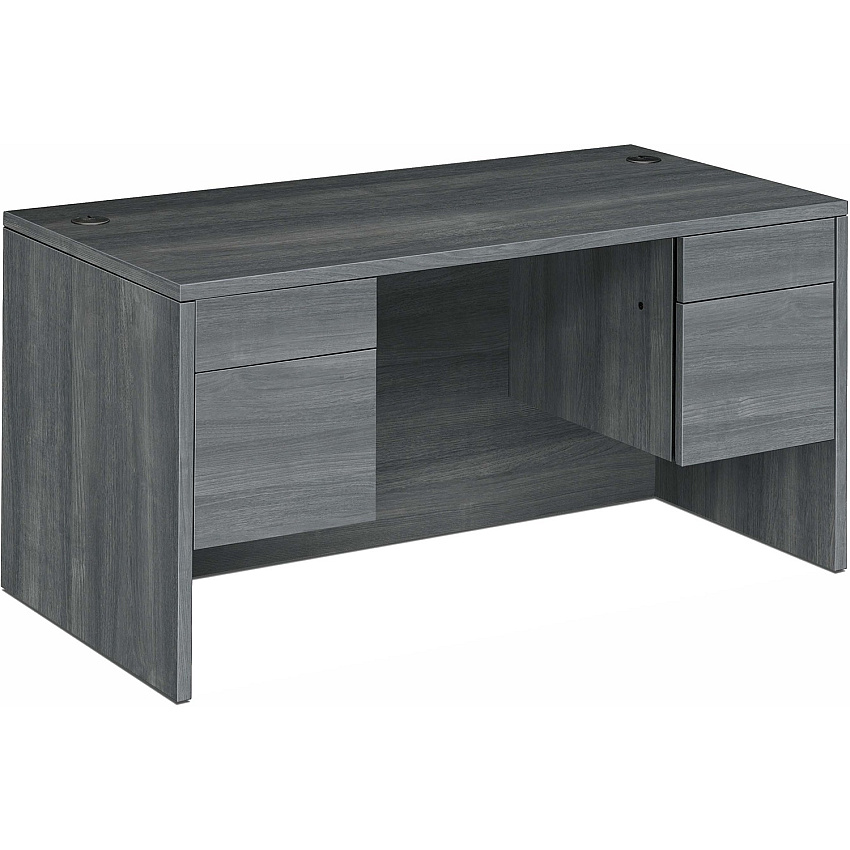 HON 10500 H10573 Pedestal Desk 29.5" Height x 60" Width x 30" Depth - 4 x Box, File Drawer(s) - Double Pedestal - Finish: Sterling Ash (10573LS1)