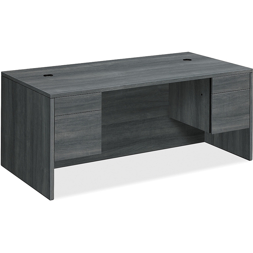 HON 10500 H10593 Pedestal Desk 29.5" Height x 72" Width x 36" Depth - 4 x Box, File Drawer(s) - Double Pedestal - Finish: Sterling Ash (10593LS1)