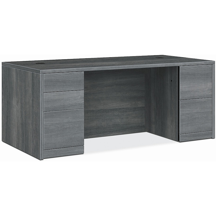 HON 10500 H105890 Pedestal Desk 29.5" Height x 72" Width x 36" Depth - 5 x Box, File Drawer(s) - Double Pedestal - Finish: Sterling Ash (105890LS1)