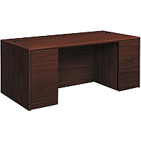 HON 10700 H10774 Pedestal Desk 29.5" Height x 66" Width x 30" Depth - 5 x Box, File Drawer(s) - Double Pedestal - Finish: Mahogany (10774NN)