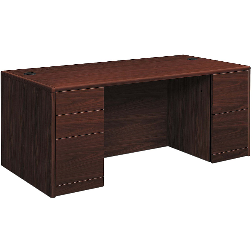 HON 10700 H10774 Pedestal Desk 29.5" Height x 66" Width x 30" Depth - 5 x Box, File Drawer(s) - Double Pedestal - Finish: Mahogany (10774NN)