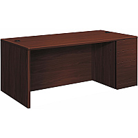 HON 10700 H10701R Pedestal Desk 29.5" Height x 66" Width x 30" Depth - 3 x Box, File Drawer(s) - Single Pedestal on Right Side - Finish: Mahogany (10701RNN)