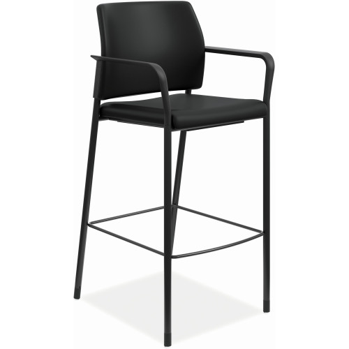HON Accommodate Series Caf Stool, Supports up to 300 lbs., Black Seat/Black Back, Black Base (SCS2FEUR10B)