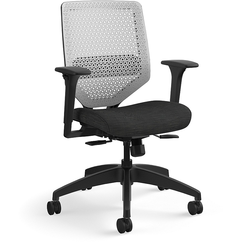 HON Solve Chair Fabric Seat Material - Titanium Back Color - Black Frame Color - Mid Back - Ink - 1 Each (SVR1AILC10TK)