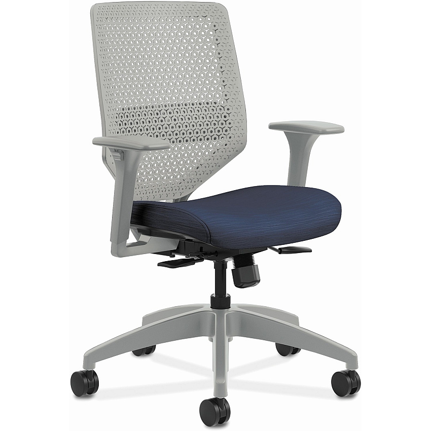 HON Solve Chair Fabric Seat Material - Titanium Back Color - Black Frame Color - Mid Back - Midnight - 1 Each (SVR1AILC90TK)
