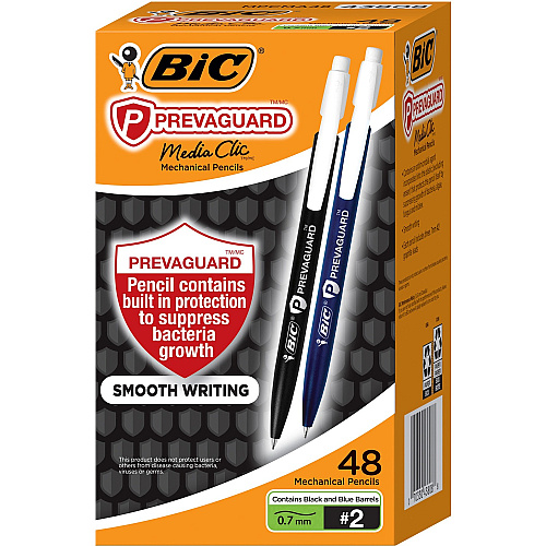 BIC Antimicrobial Mechanical Pencils 0.7 mm Black Lead - #2 - Plastic Barrel - 48 / Box (MPCMA48)