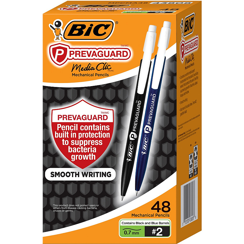 BIC Antimicrobial Mechanical Pencils 0.7 mm Black Lead - #2 - Plastic Barrel - 48 / Box (MPCMA48)