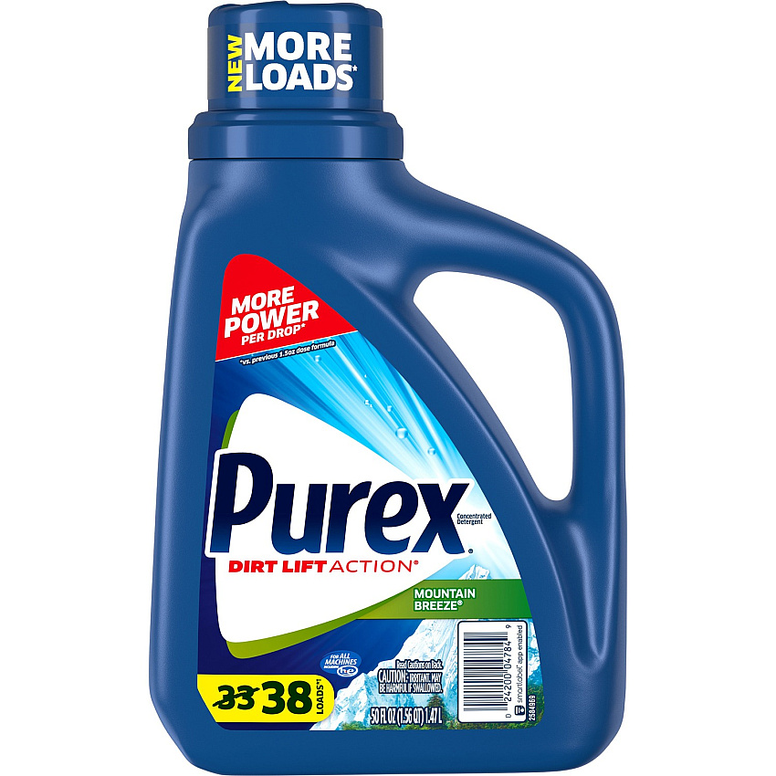 Purex Mountain Scent Liquid Detergent Concentrate - 50 fl oz (1.6 quart) - Mountain Breeze, Outdoor, Springtime Floral Blooms, Crisp Mountain Air Scent - Blue - 6 / Carton (04784)