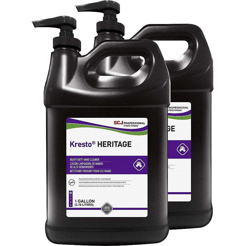 SC Johnson Super Heavy Duty Hand Cleanser Fresh Citrus Scent - 1 gal - Pump Bottle Dispenser - Soil Remover, Grease Remover, Adhesive Remover, Asphalt Remover - Hand, Industrial, Automotive - Clear - Non-toxic, Heavy Duty, Non-abrasive, Biodegra (09102CT)