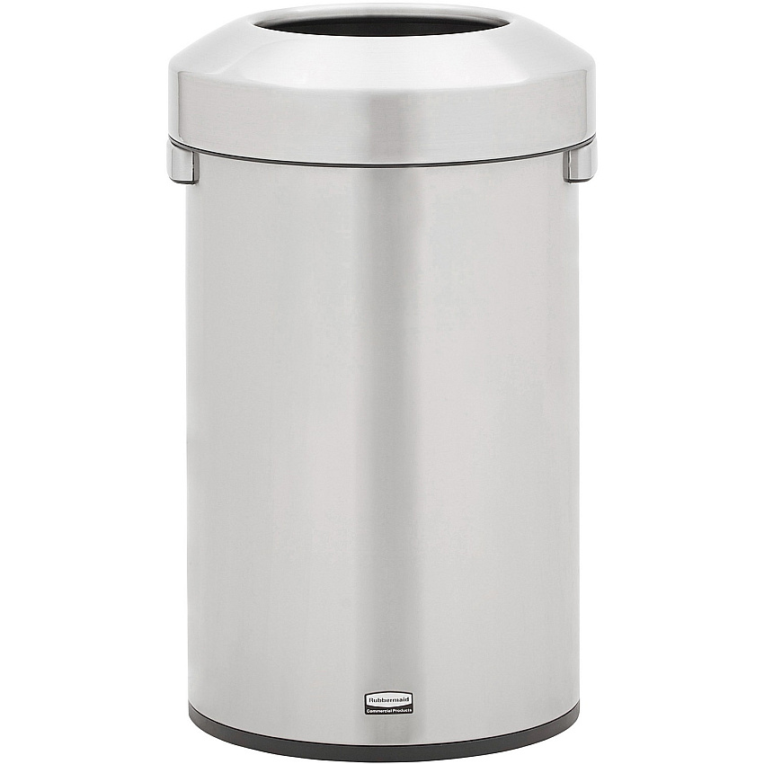 Rubbermaid Commercial Refine Waste Container 16 gal Capacity - Round - Ergonomic Handle, Non-skid, Fingerprint Resistant, Durable - 26.3" Height x 15.9" Width - Metal - Stainless Steel - 1 Each (2147583)