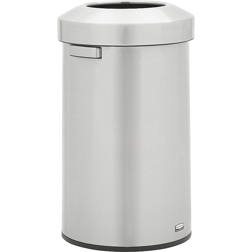 Rubbermaid Commercial Refine Waste Container 23 gal Capacity - Round - Ergonomic Handle, Non-skid, Fingerprint Resistant, Durable - 29.6" Height x 17.7" Width - Metal - Stainless Steel - 1 Each (2147584)