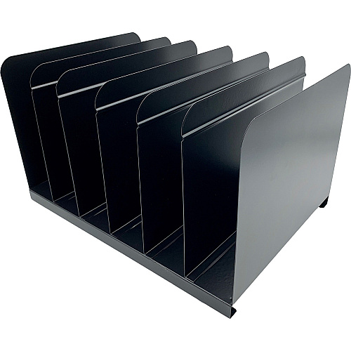 Huron 6-slot Vertical Book Rack 6 Compartment(s) - Vertical - 9" Height x 15" Width x 11" Depth - Durable - Black - Steel - 1 Each (HASZ0164)