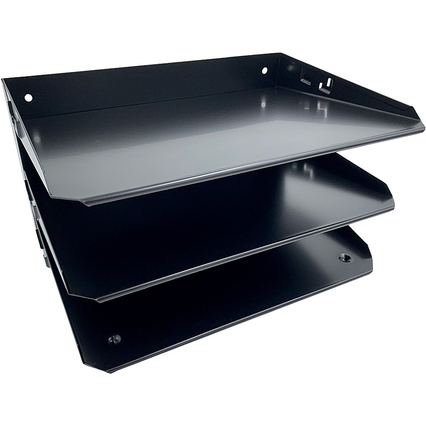Huron Horizontal Slots Desk Organizer 6 Compartment(s) - Horizontal - 6" Height x 12" Width x 8.75" Depth - Durable - Black - Steel - 1 Each (HASZ0159)