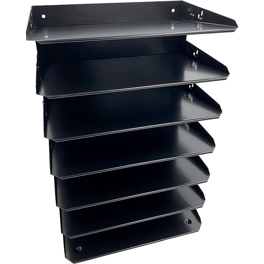 Huron Horizontal Slots Desk Organizer 7 Compartment(s) - Horizontal - 18" Height x 8.8" Width x 12" Depth - Durable - Black - Steel - 1 Each (HASZ0150)
