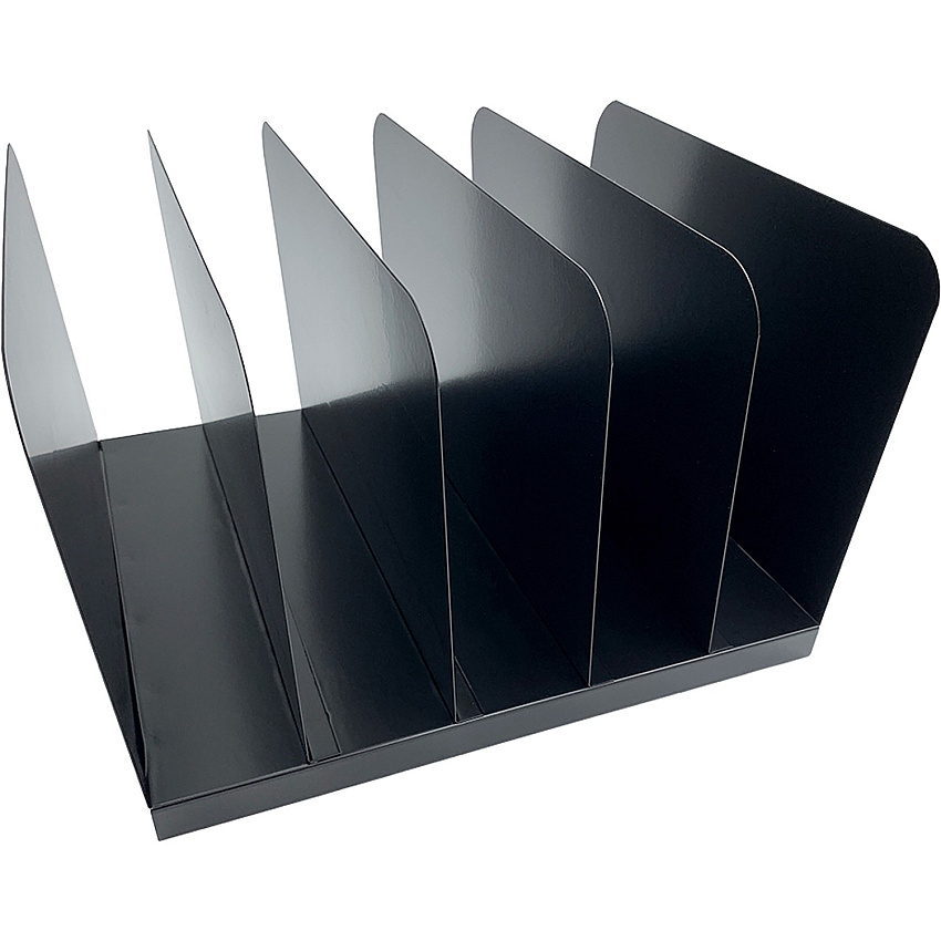 Huron Vertical Desk Organizer 5 Compartment(s) - Vertical - 7.75" Height x 11" Width x 12.50" Depth - Durable - Black - Steel - 1 Each (HASZ0145)