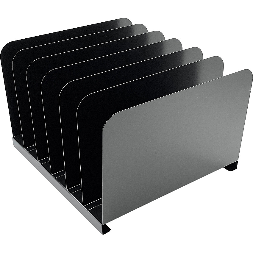 Huron Vertical Desk Organizer 6 Compartment(s) - Vertical - 8" Height x 11" Width x 12" Depth - Durable - Black - Steel - 1 Each (HASZ0144)