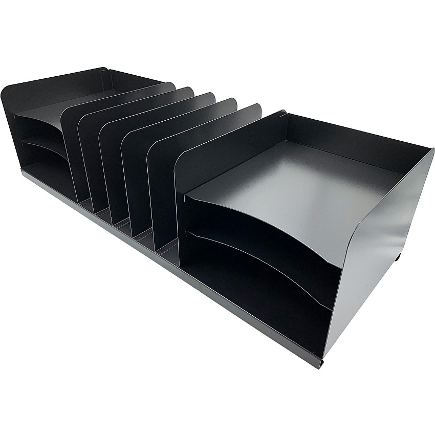 Huron Vertical/Horizontal Combo Desk Organizer 11 Compartment(s) - Horizontal/Vertical - 8" Height x 30" Width x 11" Depth - Durable - Black - Steel - 1 Each (HASZ0170)
