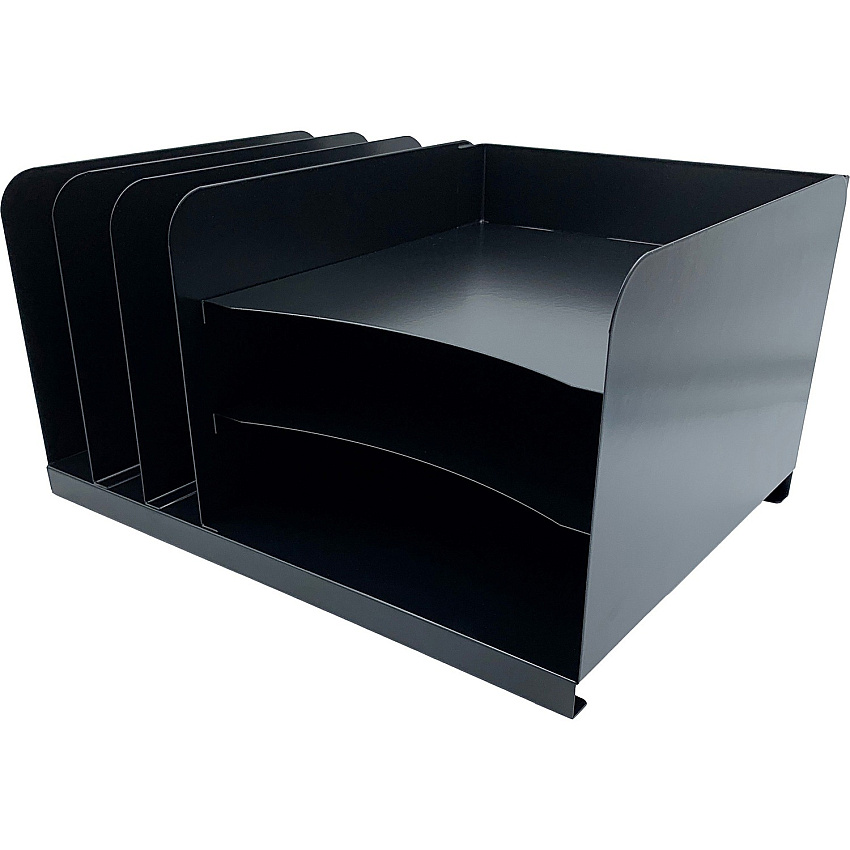 Huron Combo Slots Desk Organizer 6 Compartment(s) - Horizontal/Vertical - 8" Height x 15" Width x 11" Depth - Durable - Black - Steel - 1 Each (HASZ0148)