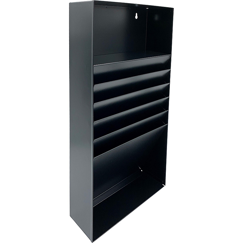 Huron Slanted 5-slot Stationery Holder 5 Compartment(s) - 21" Height x 11.3" Width x 3.8" Depth - Black - 1 Each (HASZ0162)
